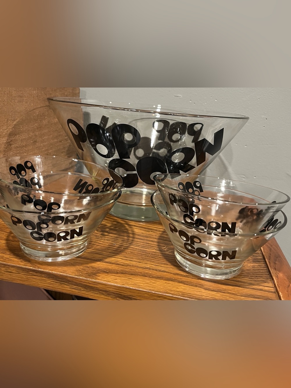 Vintage Wheaton Popcorn Clear Glass Serving Bowl Set